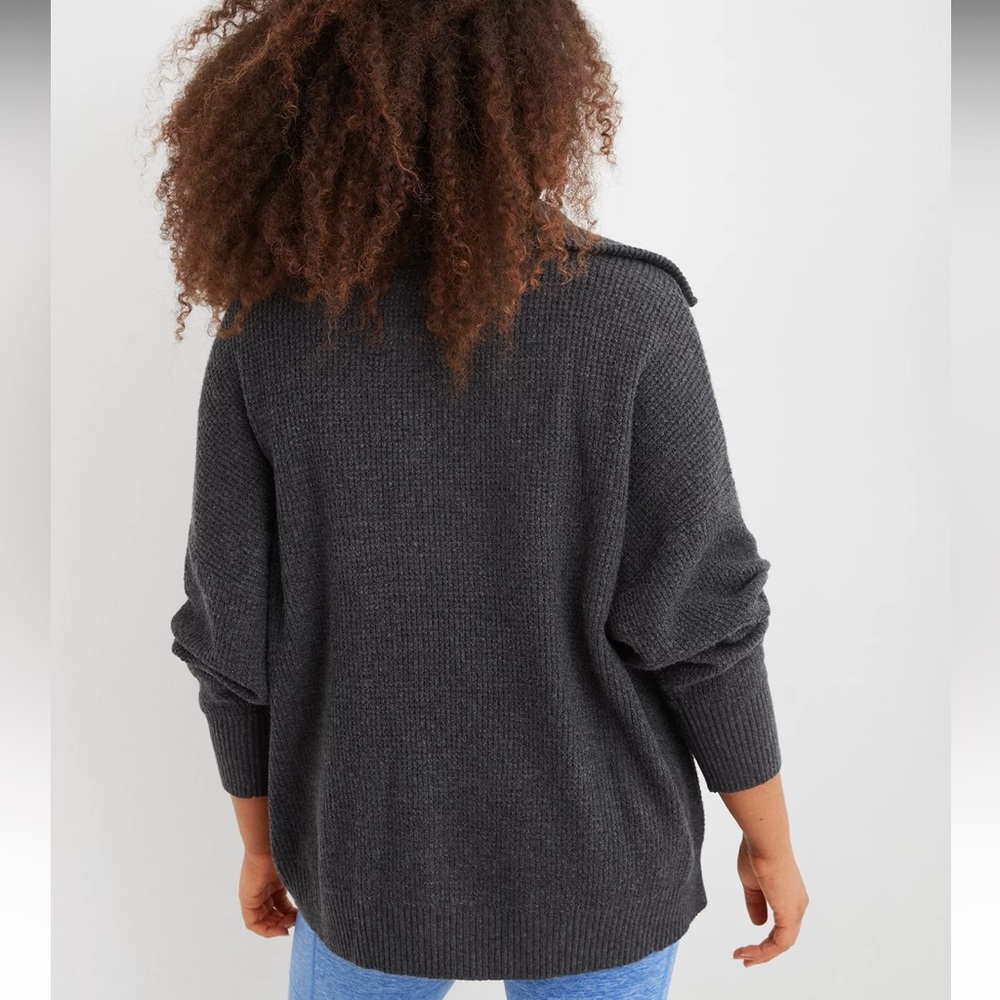 Aerie Cozy Up Waffle Knit Oversized Quarter Zip Sweater EUC XXL - Picture 9 of 9